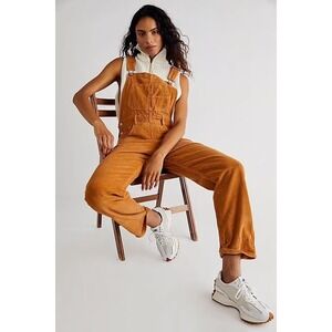 Free People We the Free Golden Ziggy Corduroy Overalls | Size L | EUC